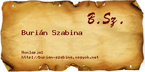 Burián Szabina névjegykártya